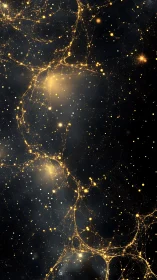 Golden cosmic filament network glows across deep space