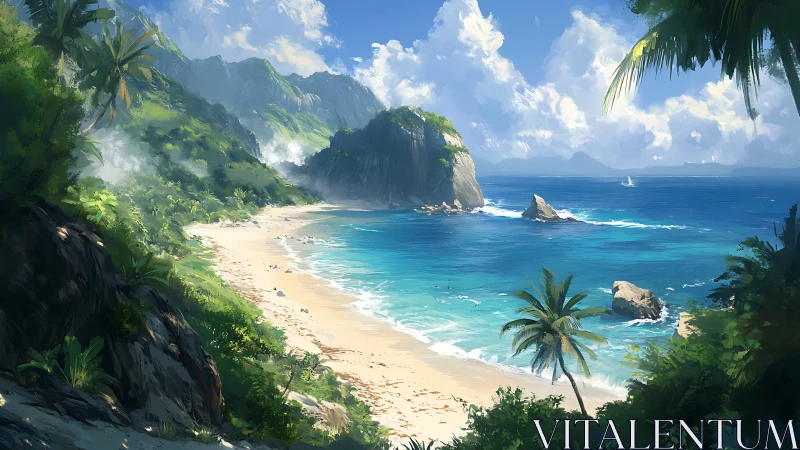 Emerald Paradise: Where Tropical Cliffs Dance with Azure Waters