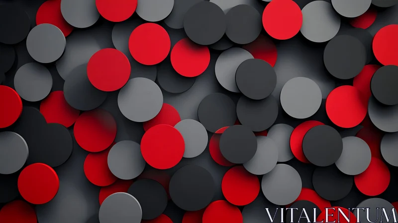 Overlapping Red, Gray, and Black Circles in Modern Abstract Style.