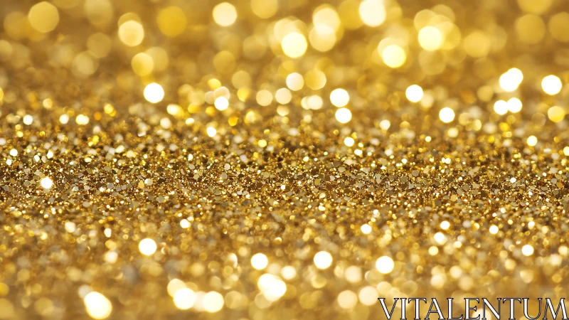 Golden glitter macro field with luminous bokeh highlights.