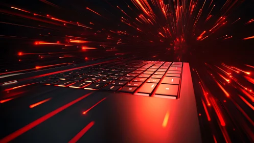 Keyboard jetstreams ignite a neon tunnel of digital speed