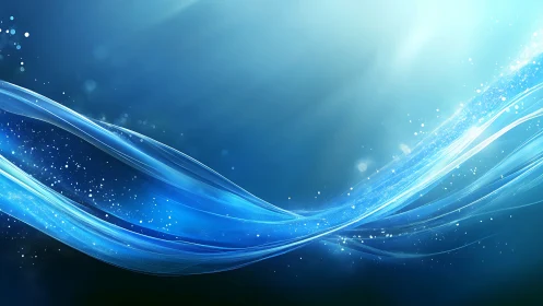 Gentle blue light waves drift calmly through a dreamy sky