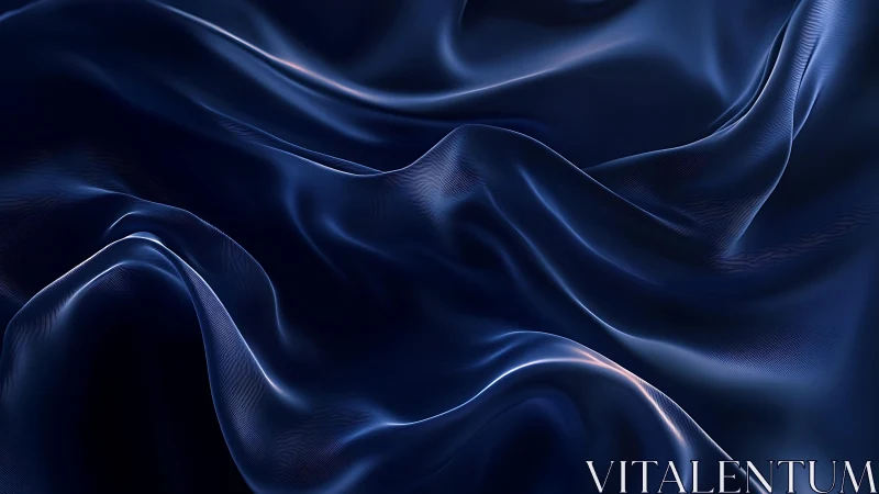 Elegant deep blue silk fabric with smooth, flowing folds, digital art.