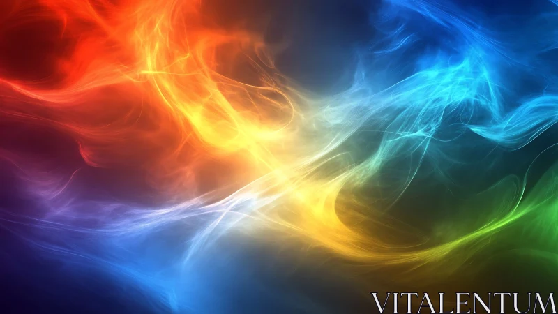 Multicolored luminous wisps on dark gradient background.