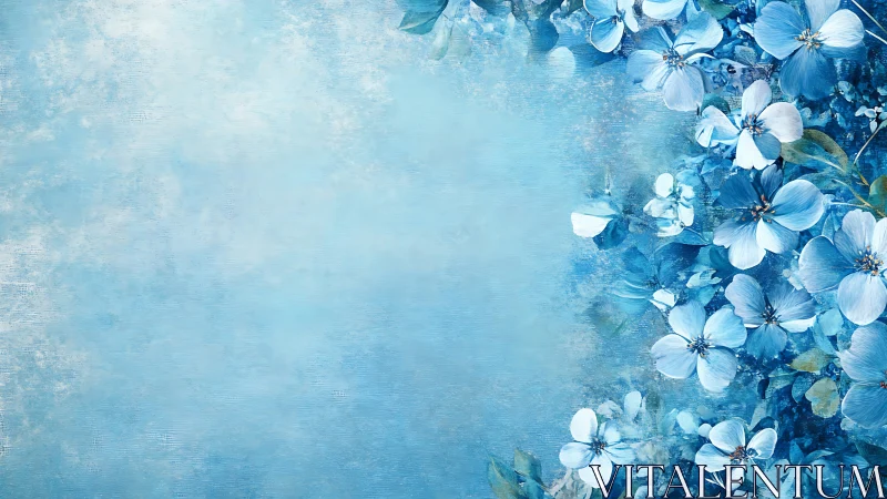 Serene Blue Blooms Against Textured Sky