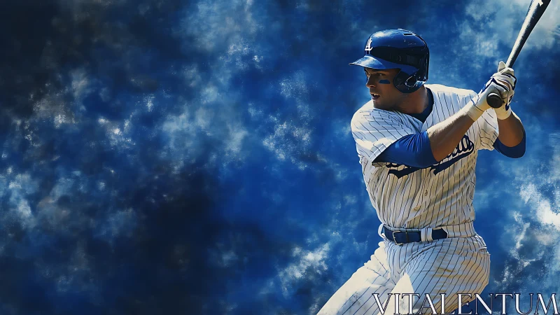 Slugger coils in a cosmic-blue storm of painted momentum