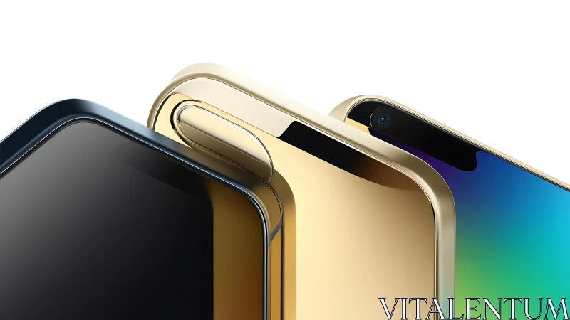 Premium Smartphones Displayed in Black, Gold, Cream Colors.