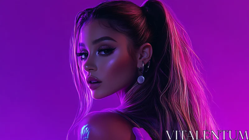 Neon-lit portrait glows with confident, dreamy elegance