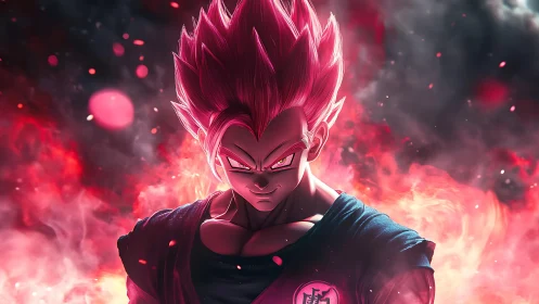 Hyper-detailed red aura warrior rendered with volumetric lighting