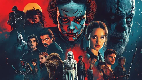 Twin-toned nightmare collage gathers brooding cinematic souls