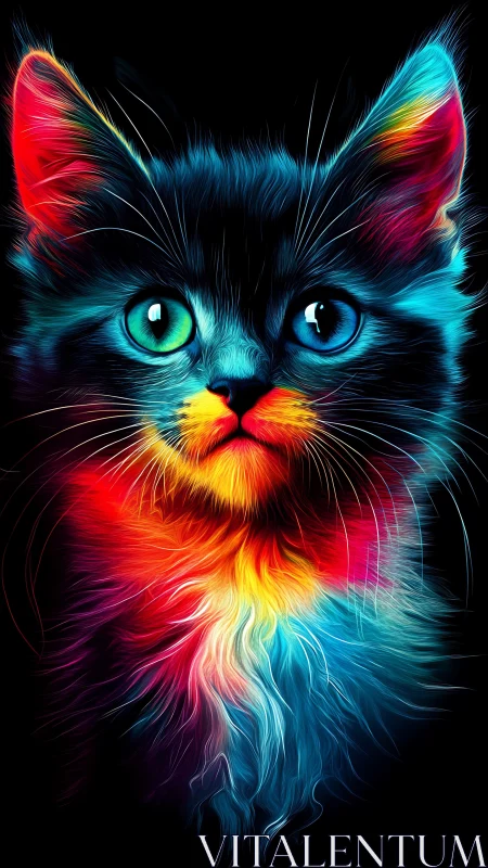 Neon Dreams: A Glowing Cat's Enchanted Gaze.