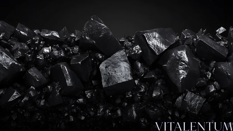 Gleaming black stones gathered in a dramatic midnight row.