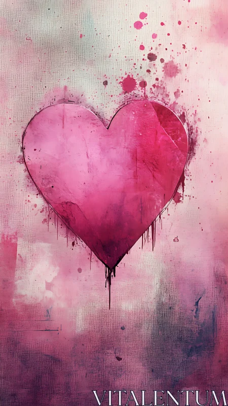 Splashy Pink Heart Bursts with Watercolor Emotion