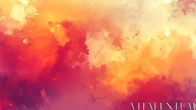 Vivid Abstract Watercolor Cloudscape in Warm Gradient Tones.