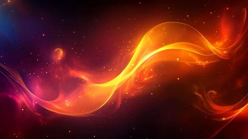 Golden Light Wave Through Darkness.