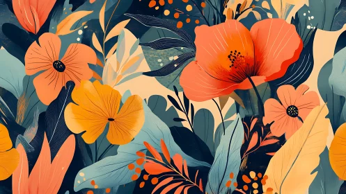 Vibrant Floral Composition. Modern botanical illustration.