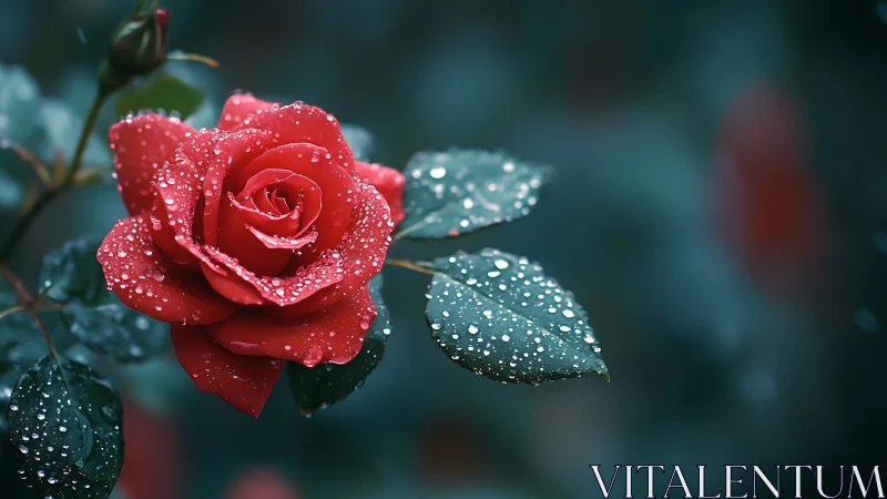 Red Rose in Morning Dew.