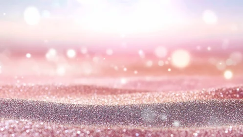 Glittering pink surface forms soft waves under bright light