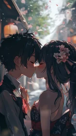 Lanternlit festival hush pauses time between first-kiss hearts