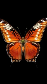 Symmetrical orange butterfly macro with detailed wing venation