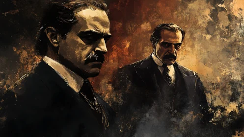 Brooding gentleman portraits in dramatic oil textures.