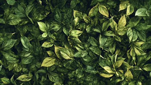 Dense green foliage texture forms layered botanical surface