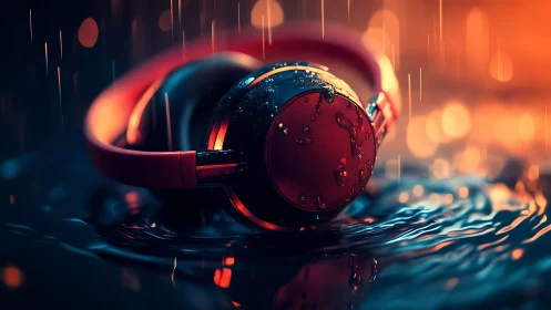 Rain-soaked neon headphones dreaming in liquid echoes.