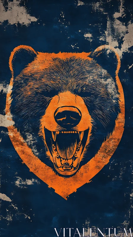 Stylized orange bear head emblem centered on grunge field