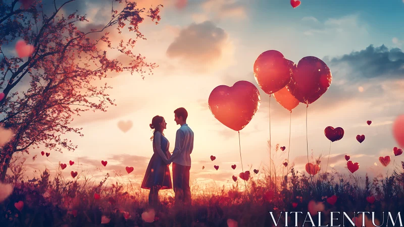 Love Blooms Where Heart-Shaped Balloons Dance Across Golden Skies