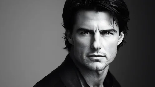 Monochrome male portrait captures intense forward gaze