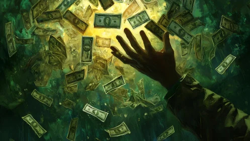 Reaching Into a Storm of Money and Flickering Green Light.