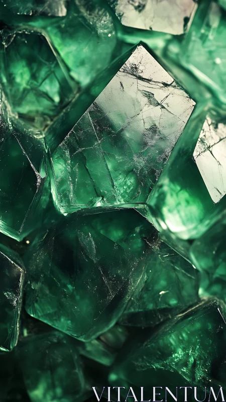 Emerald crystal cluster shows sharp facets and deep translucence.