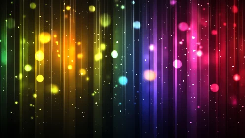 Vertical spectrum bands with bokeh light orbs overlayed
