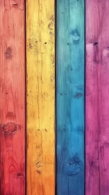 Vertically aligned rainbow planks show textured grain and knots