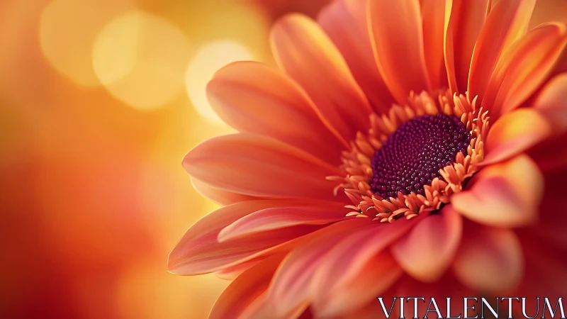 Gerbera Daisy Macro Study: Chromatic Petals Against Warm Bokeh.