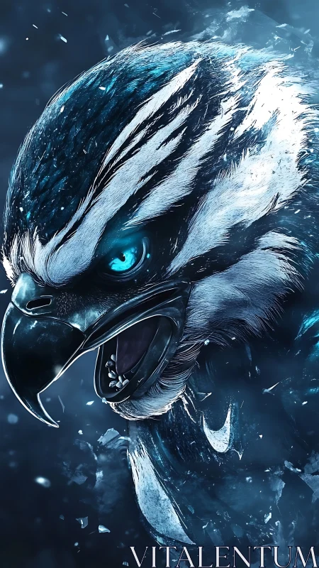 Glacier-eyed thunder raptor screaming through blue starlight.