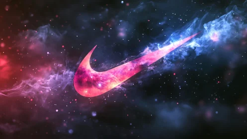 Bold glowing swoosh drifts through a dreamy cosmic nebula