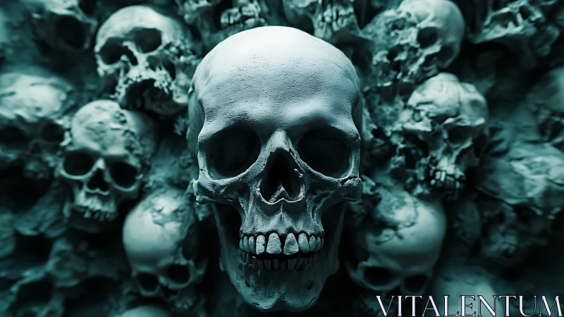 Emerald skull bastion rising from a tide of silent bones.