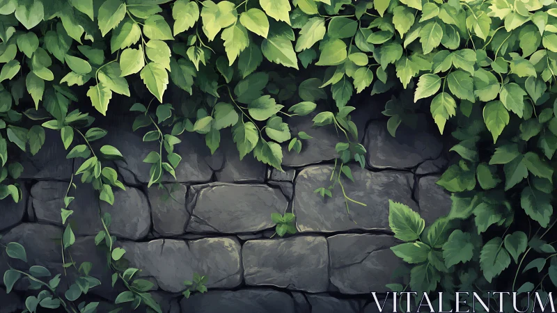 Leafy garden wall wrapped in soft, climbing green vines.