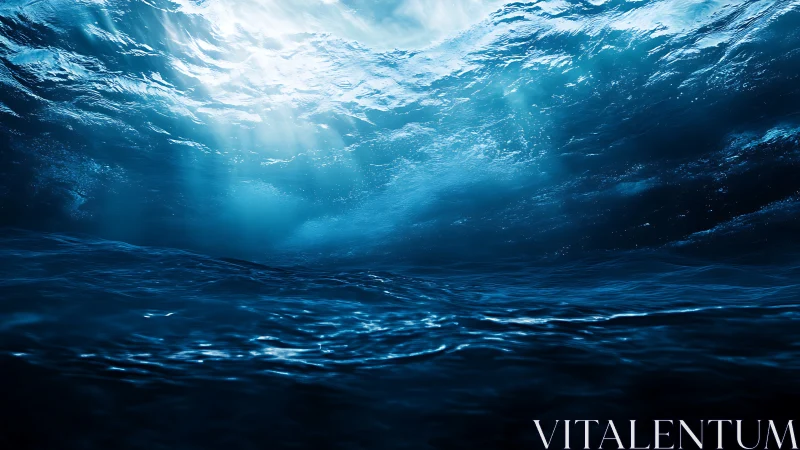 Sunlit ocean depths welcome you into calm blue silence