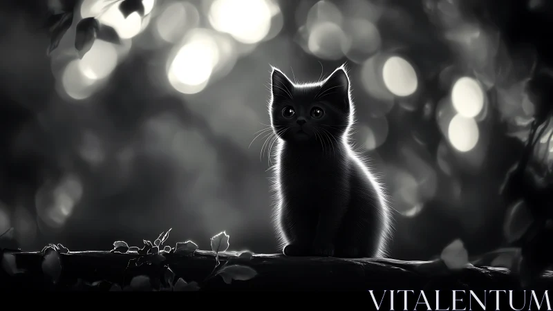 Silhouetted Feline Subject with Backlighting and Bokeh Luminosity.