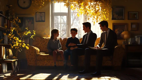 Warm counseling session gently supports a hopeful family