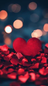 Red Hearts Under Bokeh Lights.