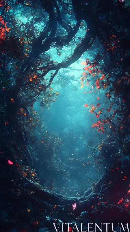 Moonlit vines cradle a secret lagoon of breathless glow