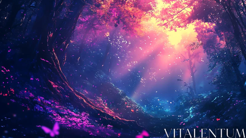 Bioluminescent Forest Canopy: Volumetric Light Refraction with Chromatic Aberration