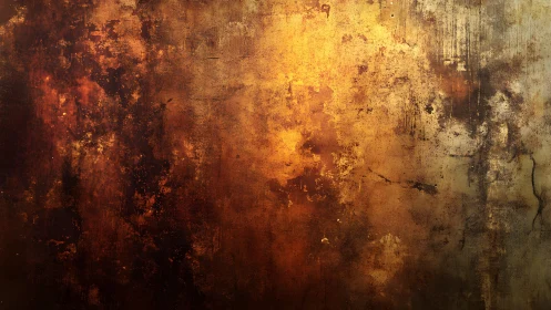 Grunge Textured Abstract Wall in Warm Brown and Gold Tones.