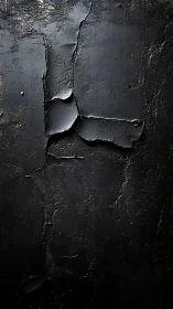 Macro study of cracked matte black textured wall surface