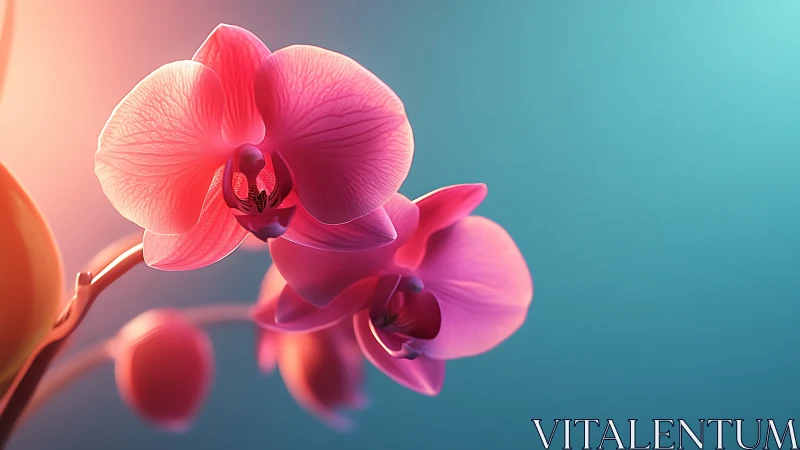 Phalaenopsis Orchid Specimen with Gradient Backlighting and Chromatic Aberration.