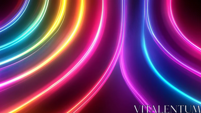 Multispectral neon light trails in dynamic curved motion field.