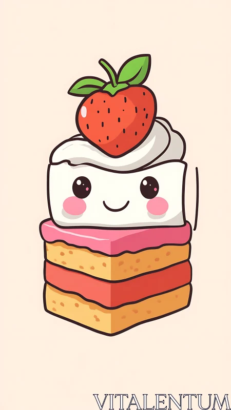 Whimsical Layered Cake Character with Strawberry Topper